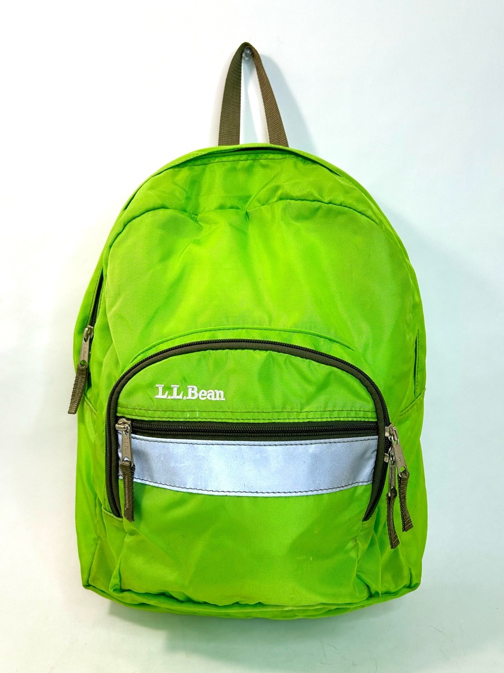 LL Bean Backpack Junior Original Book Bag School Travel Reflective Neon Green
